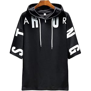 oolivupf 夏服 パーカー メンズ tシャツ 7分袖 無地 绵 かっこいい おしゃれ ゆったり 薄手 カップル着用 半袖パーカー スポーツプルオーバー