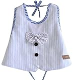 Plus Nao(プラスナオ) よだれかけ スタイ ベビー ストライプ リボン ドット イエロー グリーン ブラウン ライトブルー 小物 - LightBlue