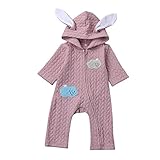 POTOJP 女の子 男の子 キッズ ベビー服 ウザギ ベビースーツ ボディスーツ カバーオール 連体服 ジッパー ロンパース 春秋冬 普段着 カジュアル ジャンプスーツ (ピンク, 70)