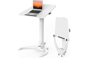 JOY worker Foldable Mobile Standing Desk, Height Adjustable Sit Stand Desk, 90° Tiltable Rolling Laptop Table, Portable Works