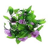 壁掛け インテリア アンティーク 雑貨 造花 人工 フェイク 壁掛 グリーン 緑 植物 吊り人工の偽のバラの花 緑の葉 花輪 ホーム飾り用　結婚式用　ライト紫