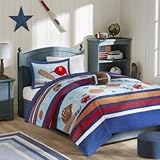 Mizone Kids Touchdown Tommy 4 Piece Coverlet Set, Blue, Full/Queen [並行輸入品]