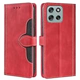 For MOTO G66J 5G/G66Y 5G ケース 手帳型 For モトローラg66j/g66y 5g カバー COCOCLOUD 高級PUレザー 肌のような手触り 横置きスタンド機能 2枚のカードを収納 マグネット搭載 耐衝撃 ハンドメイド 高質感皮革 レッド