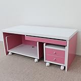 【便利なチェスト・ラック付きのセットでお得】 パソコンデスク 3点セット ロータイプ ピンク