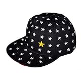 キッズカジュアルベースボールキャップ 男の子 女の子用 全16カラー (48～56cm（調整可能）, スターブラック)