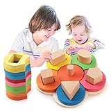 [ドリーマー]　棒さし　形合わせ　型はめ　木のおもちゃ　無臭無毒　ママ安心　早期開発　知育玩具　色と形の認識　カラフル　可愛い　幼児　子供　キッズ　女の子　男の子　フラワー型