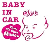 Sticker Shop Haru BABY IN CAR ステッカー アメリカンなベビー ピンク 15cm