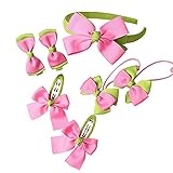 髪飾り　子供　女の子　ヘアピン　髪留め　ヘアクリップ　ヘアアクセサリ　可愛い　七点セット　蝶結び　きれい　ギフト　誕生日 (E)