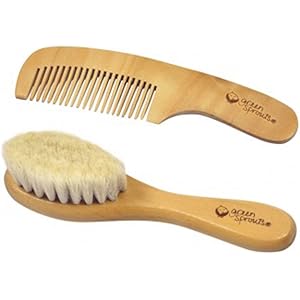 グリーンスプラウツ green sprouts ベビーブラシ&コーム ヘアブラシ くし 新生児 乳児 サラサラ 山羊毛…