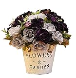 かなり人工の花シルクの花偽の花バスケットと牡丹の紫