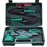 JL ガーデニングツール ガーデニングセット春 園芸 盆栽用ツールセットは 収納バッグ ガーデンツール 道具 移植鏝 移植スコップ 熊手 除草すき 剪定ハサミ (5点セット)