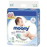 【テープ Sサイズ】ムーニー オムツ 【Amazon.co.jp 限定】 ホワイト (4~8kg)102枚