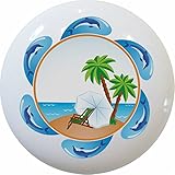CarolinaハードウェアとDecor 2324ビーチドルフィンBorderセラミックキャビネット引き出しノブ