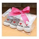 AKSSWEET 4足セット ベビーソックス 赤ちゃん I Love Mama + I Love PaPa　Baby ギフトソックス7～9cm（0から6ヶ月） ベビー用 靴下 ベビー 子供 男の子 女