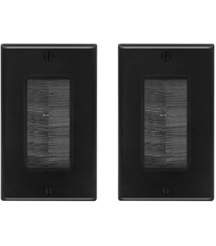 2 X 1 Gang Whte Brush Wall Outlet Cable Entry Plate Tdy Mount Wall