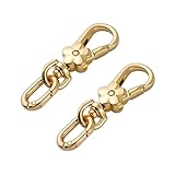 2セット ナスカン 二重リング キーホルダー ワンタッチキーホルダー金具 回転カン付きナスカン キーリング 回転フック 手作り 手芸用品 ハンドメイド金具 (ゴールド)