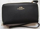 コーチ 財布 COACH CROSSGRAIN LEATHER DOUBLE ZIP PHONE WALLET BLACK [並行輸入品]