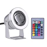 7色 LED潜水ライト LED水中スポットライト ip68防水LED 景観ランプアウトドア 池噴水庭 庭明かり 小型 アルミニウム 10w 12v RGB(银白壳)