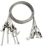 starPG ステンレス ピクチャー ワイヤー 吊り下げ 金具 自在フック 汎用 ピクチャーレール用 4本 (2mm×2m)