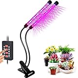 植物育成ライト、2018最新タイマー機能、自動化開/オフ、 植物led、植物ライト、USB給電、360°角度及び高さ調整可能、クリップ式、タッチスイッチの強度変換、ガーデン温室、オフィス用及び屋内育成