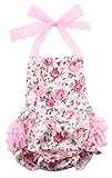 ベビー女の子花柄プリントフリルロンパース夏ドレスボディスーツ服装 カラー: ブラック