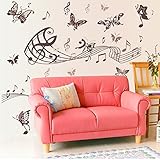 Elegant Art Butterfly Music Removable Wall Sticker Decal Kids Boys Girls Room Baby Nursery Home Deco