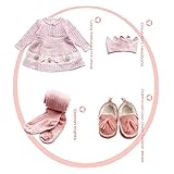 トトハウス(TOTO HOUSE) ベビー服 新生児 赤ちゃん出産準備 出産祝い ギフト セット ニットワンピース 秋冬 衣類 幼児の靴 (12-18cm)