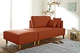 大川家具 関家具 変形カウチソファ(幅130cm)オレンジ色 210651
