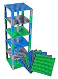 Premium Blue, Green, and Gray Stackable Base Plates - 6 Pack 6' x 6' Baseplate Bundle with 50 Multic