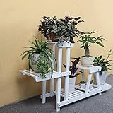 フラワーポットシェルフ木製フラワースタンド家庭用バルコニー鉢植えポット付きフレームプラントフレーム折りたたみフレーム80 * 25 * 57cm ( 色 : 白 )