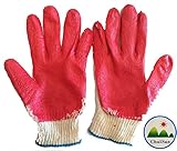 100 Pairs Red Latex Rubber Palm Coated Work Safety Gloves made in Korea by ChulSan