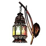 Bohemia Retro Industry Iron Art Wall Lamp Color Glass Lampshade Cafe Bar Ambient Light Home Corridor Aisle Wall Light Lantern E27 Decoration Landscape Rust Villa Garden Art Wall Sconce