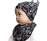 スタイ 帽子 セット猫 コットン よだれかけ 出産祝い プレゼント (ダークグレー)