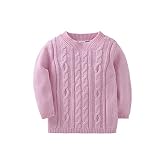 SSJH 子供 ニット セーター カットソー トップス クルーネック 長袖 無地 ホワイト/ブルー/ピンク３色 女の子 男の子 兼用　80～100ｃｍ