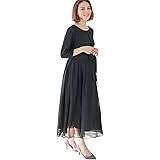 [ANGELIEBE エンジェリーベ] マタニティ 授乳服 フォーマル ワンピース シフォン タック ワンピ 産前 産後 お宮参り 結婚式 10171