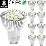 YouOKLight Pack of 8, AC 85-265V 120V 7.5W GU10 15-SMD 5630 LED Bulb - 60W Equivalent Incandescent 6