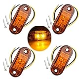 Fushengda 4個 12V/24V ピラニア 自動車 トラック トレーラー適用 LEDサイドマーカーライト ウインカーランプトラック 電球 アンバー 夜間停車用
