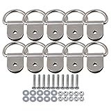 BQLZR 3.5 cmx2.6 cmシルバー鉄Dリング画像フォトフレームミラーフックハンガー1つ穴ネジ付き10個パック