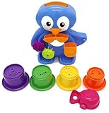 VERZABO Bathtub PENGUIN Water Playset - bath toy set for 12 months plus babies with draining cans [並
