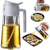 TrendPlain オイルスプレー 料理用 470ml - 2in1 油 スプレー ボトル & ディスペンサー キッチンガジェット エアフライヤー サラダ バーベキュー用 アッシュ