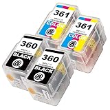 Canon キャノン BC-360BK(顔料ブラック)×2 + BC-361CL(カラー)×2 【合計4本セット】 最新 互換 《詰め替えインク》 (大容量) 360 361 BC360 BC361 補充用 純正カートリッジ対応 (対応機種: PIXUS TS5330)【STAR JET製】