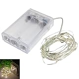 LINSAM ジュエリーライト 電池式 イルミネーション ライト ワイヤー スター LED ワイヤーライト クリスマス/飾り/電飾/クリスマスライト　ウォームホワイト＆10M　100LED