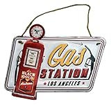 【USA アメリカン デザイン】GAS STATION LOS ANGELES ガス 車庫 バイク ガレージ サインボード ビンテージ バイカー インテリア 看板;AVSB-042