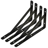 棚受け 金具 L字型 DIY 壁 取り付け クローゼット 収納 (250×120㎜, ブラック)