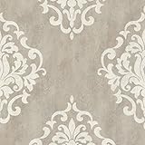 Kenneth James 672-20085 Massa Ornate Damask Wallpaper, Large, Grey [並行輸入品]