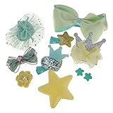 子供へのクリスマスギフト　クリスマス飾り　10 pcs/セット　可愛いベビーのクラウン蝶結びフラワーヘアクリップ　バレッタ　ヘアピン　帽子セット　子供へのギフト　黄色い