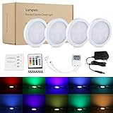 RGB LED下キャビネット照明キット（4パック）、lampwin 2017新しい調光機能付きキッチンキャビネット下Puckライト器具Chirstmas Xmas Decoratingキッチンカウンタ
