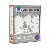 ウィーゴアミーゴ weegoamigo おくるみ ガーゼ 3枚 箱入り 3 Pack Bamboo Muslin Shooting Stars シューティングスター
