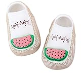 赤ちゃん靴 ソックスシューズ ベビーシューズ 部屋履き トレーニング かわいい フルーツシリーズ 暖かソックス 靴下 滑り止め (L, カーキ)