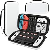 HEYSTOP【Switch ケース /Switch 有機elモデル対応】Switch 有機el ケース 保護カバー ゲームカード収納 防塵 防汚 防水 耐衝撃 全面保護型 持ち運び便利 大容量 収納バッグ バレンタインデー プレゼント ホワイト